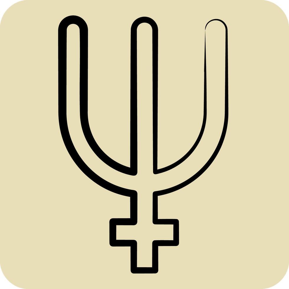 Icon Neptune. related to Astrology symbol. hand drawn style. design editable vector