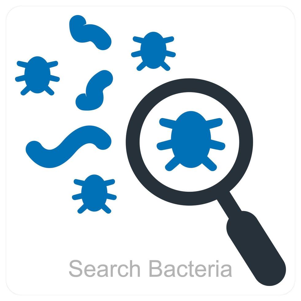 Search Bacteria icon concept in blue color vector