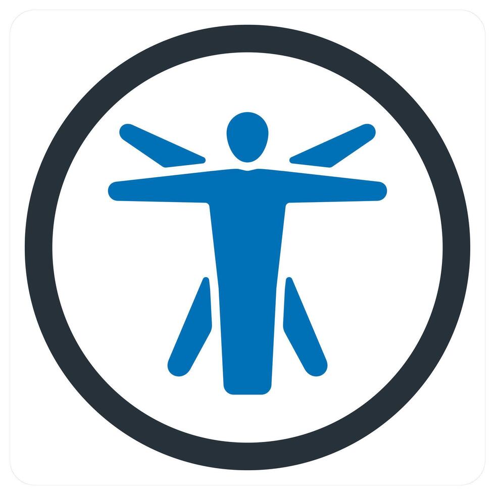 Vitruvian Man icon concept in blue color vector