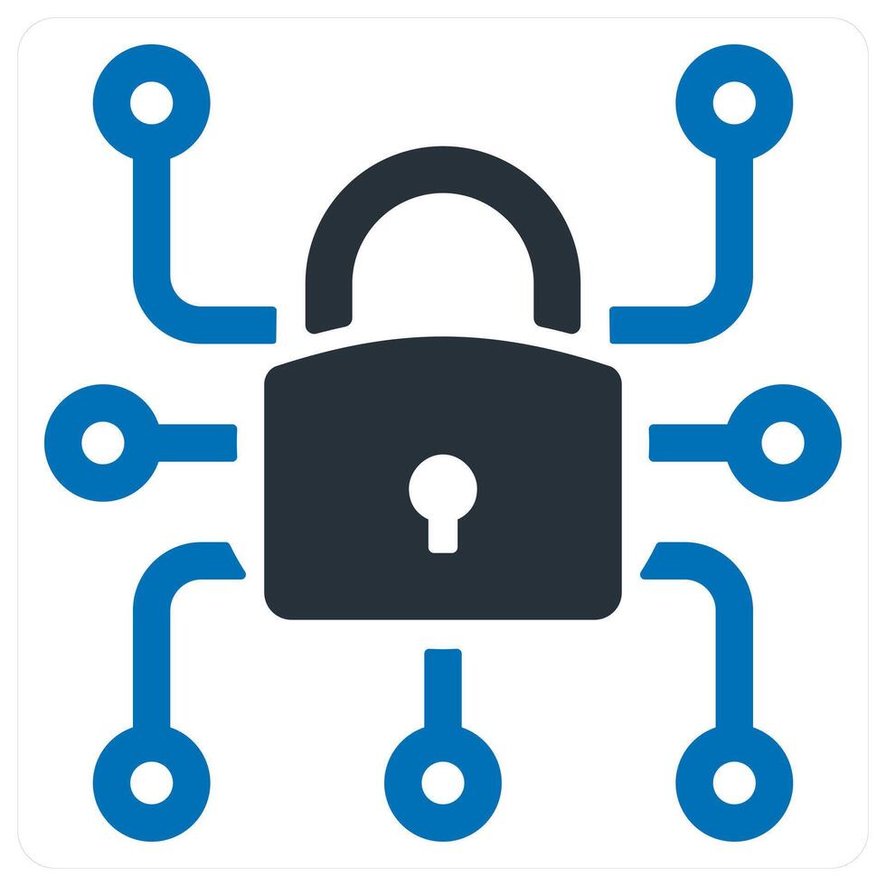 Data Lock icon concept in blue color vector