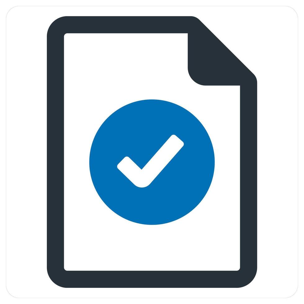 Approved Document icon concept in blue color vector