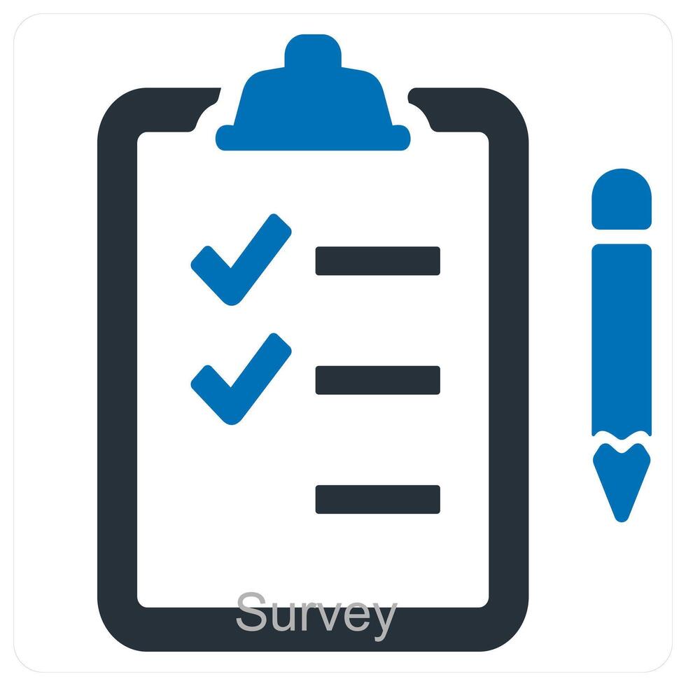 Survey and reviews icon concept in blue color vector