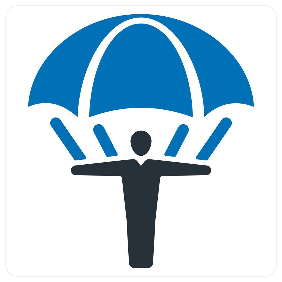 landing parachute icon concept in blue color vector