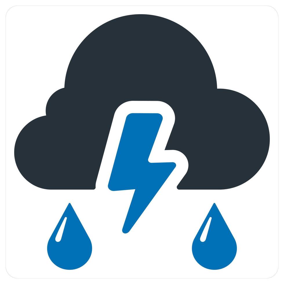 Thunderstorm and cyclone icon concept in blue color vector