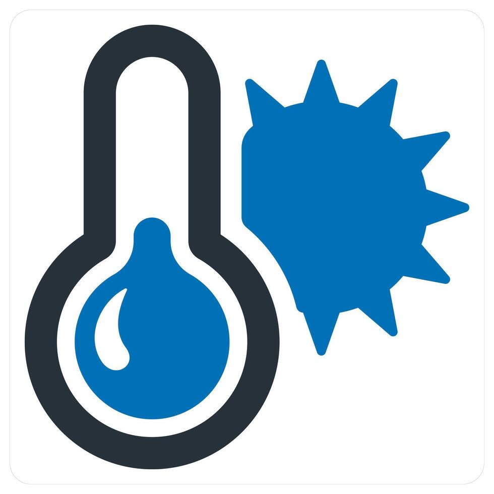 Summer Temperature Indicator and indicator icon concept in blue color vector