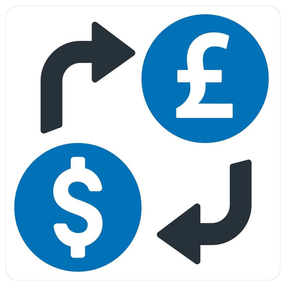 Money exchange and currecny icon concept in blue color vector
