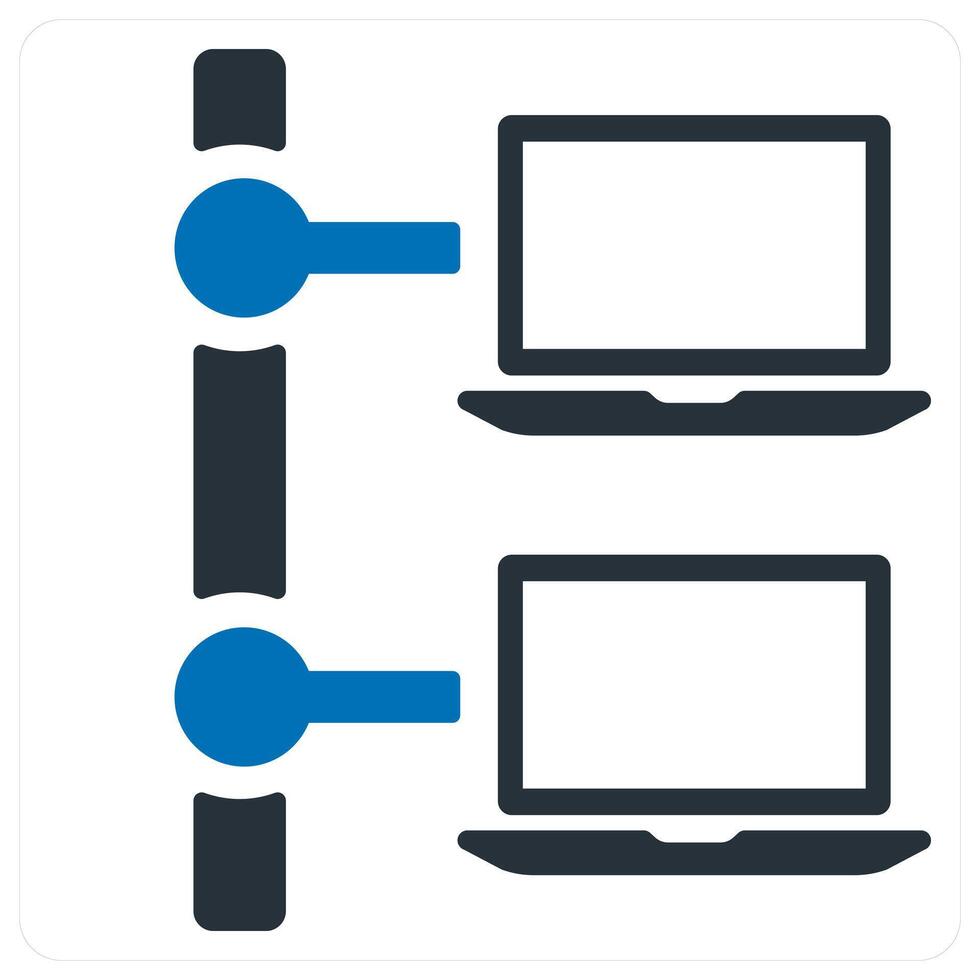 Computer Network and connection icon concept in blue color vector