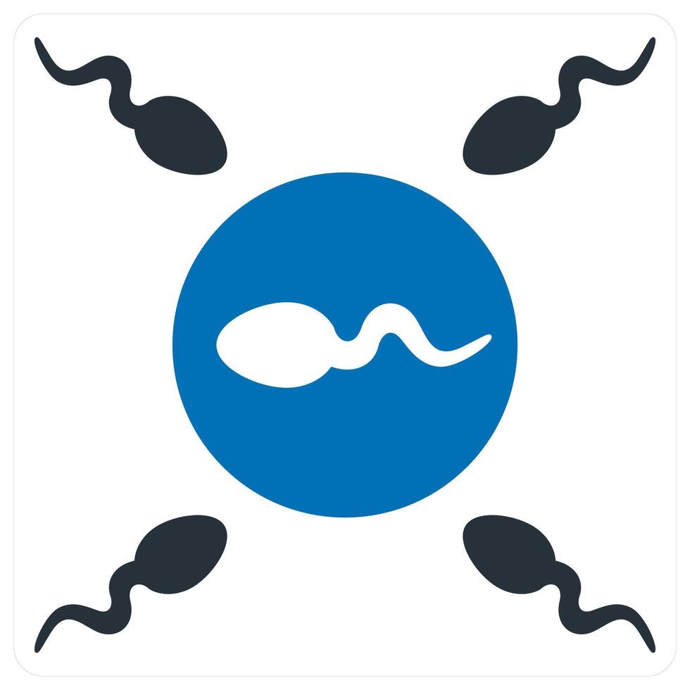 sperm and egg icon concept in blue color vector
