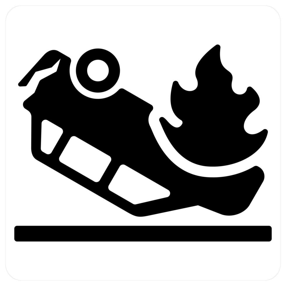 Car Fire Accident icon concept in black color vector