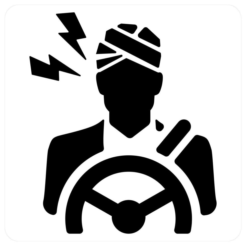 Driver Injury icon concept in black color vector