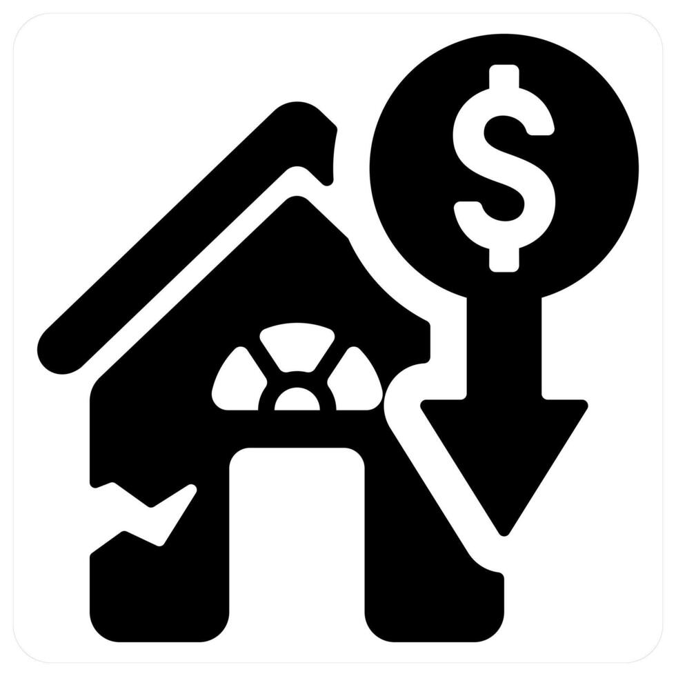 House damage insurance icon concept in black color vector