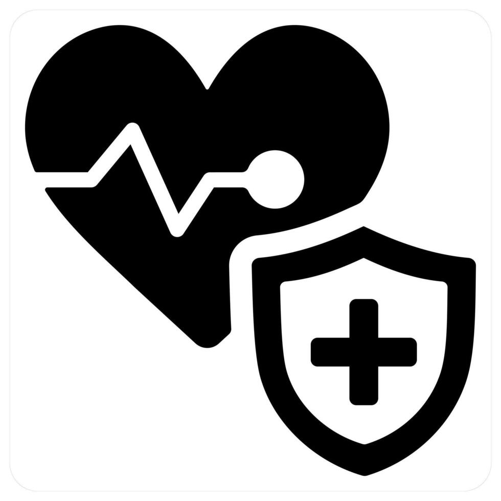 Health Insurance icon in black color vector