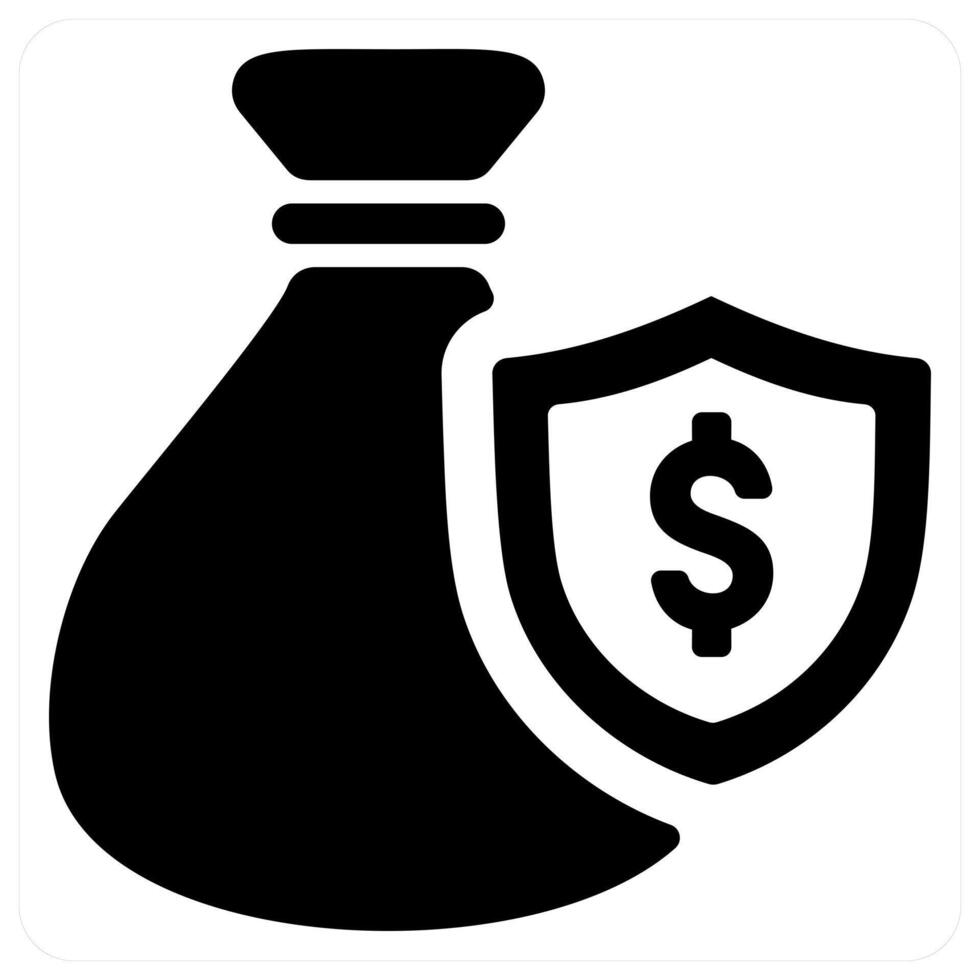 Investment Insurance icon in black color vector