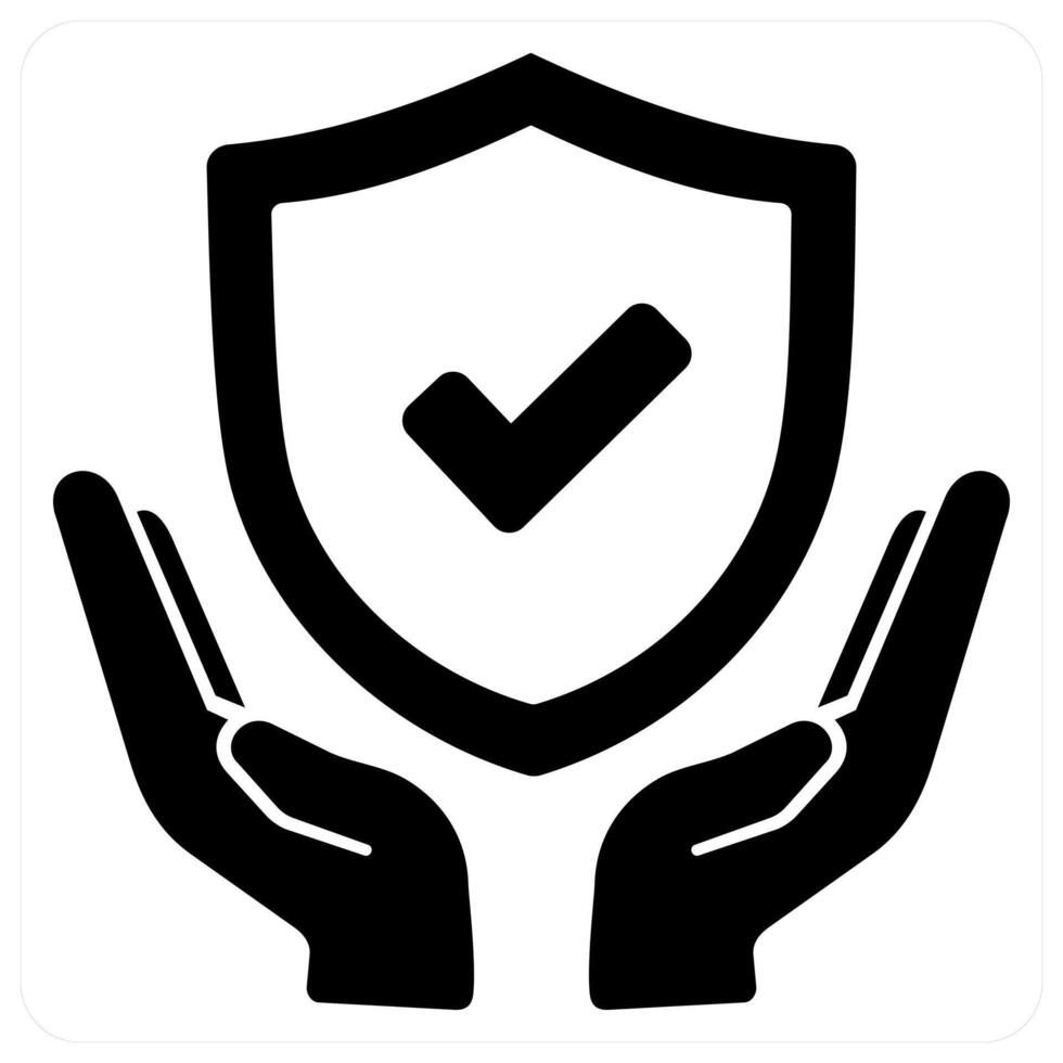 Insurance Protection icon in black color vector