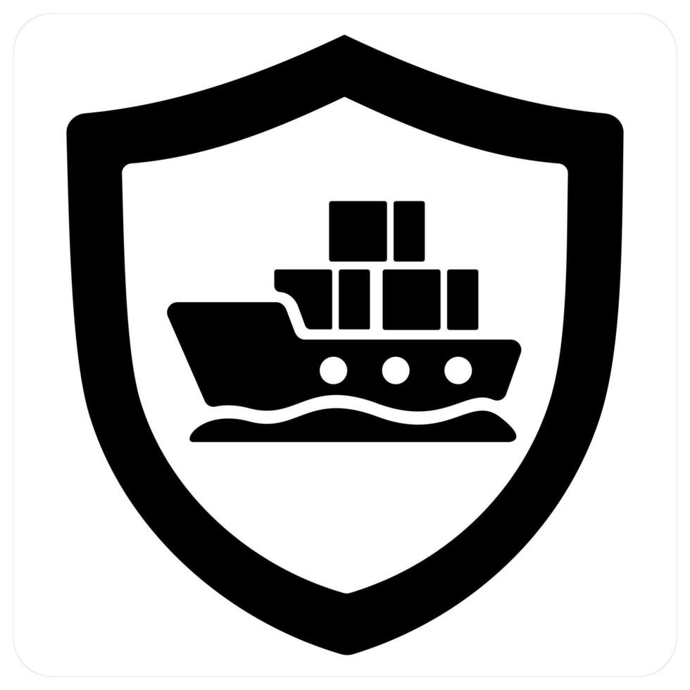 Marine Insurance icon concept in black color vector