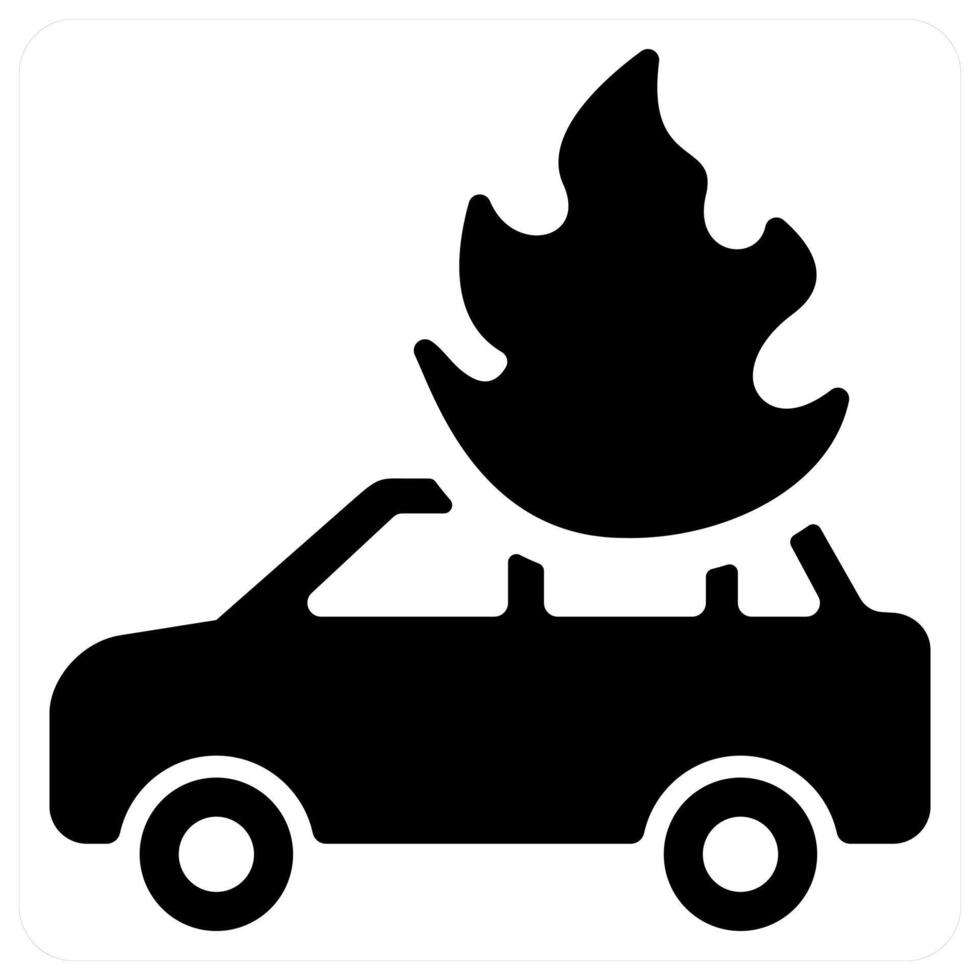 Car Fire Insurance icon concept in black color vector