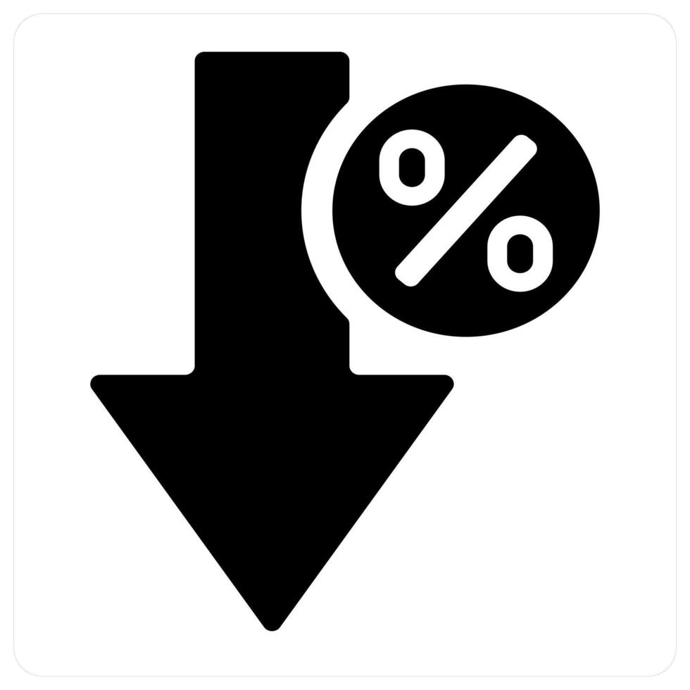 interest rate down icon concept in black color vector