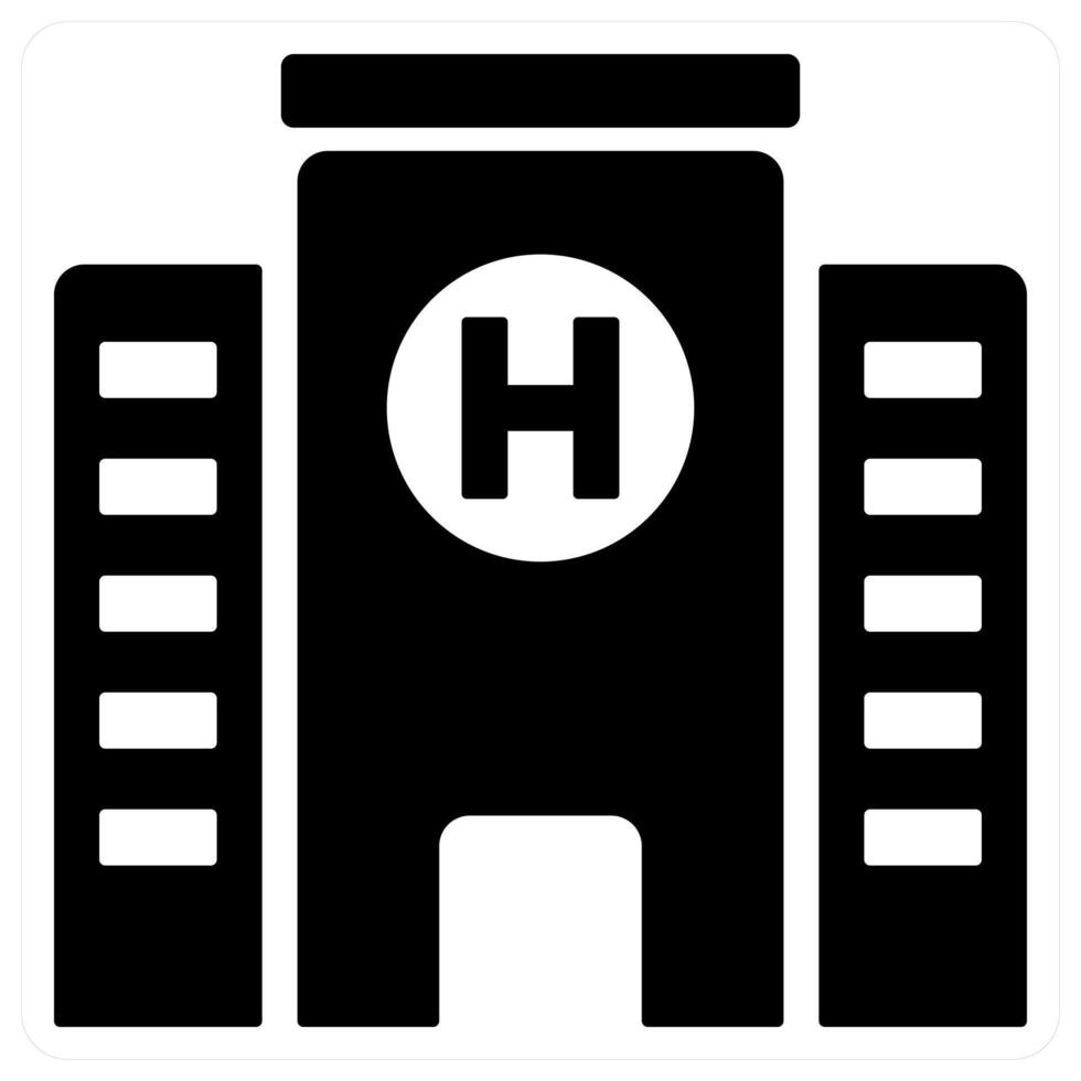 hospital and building icon concept in black color vector