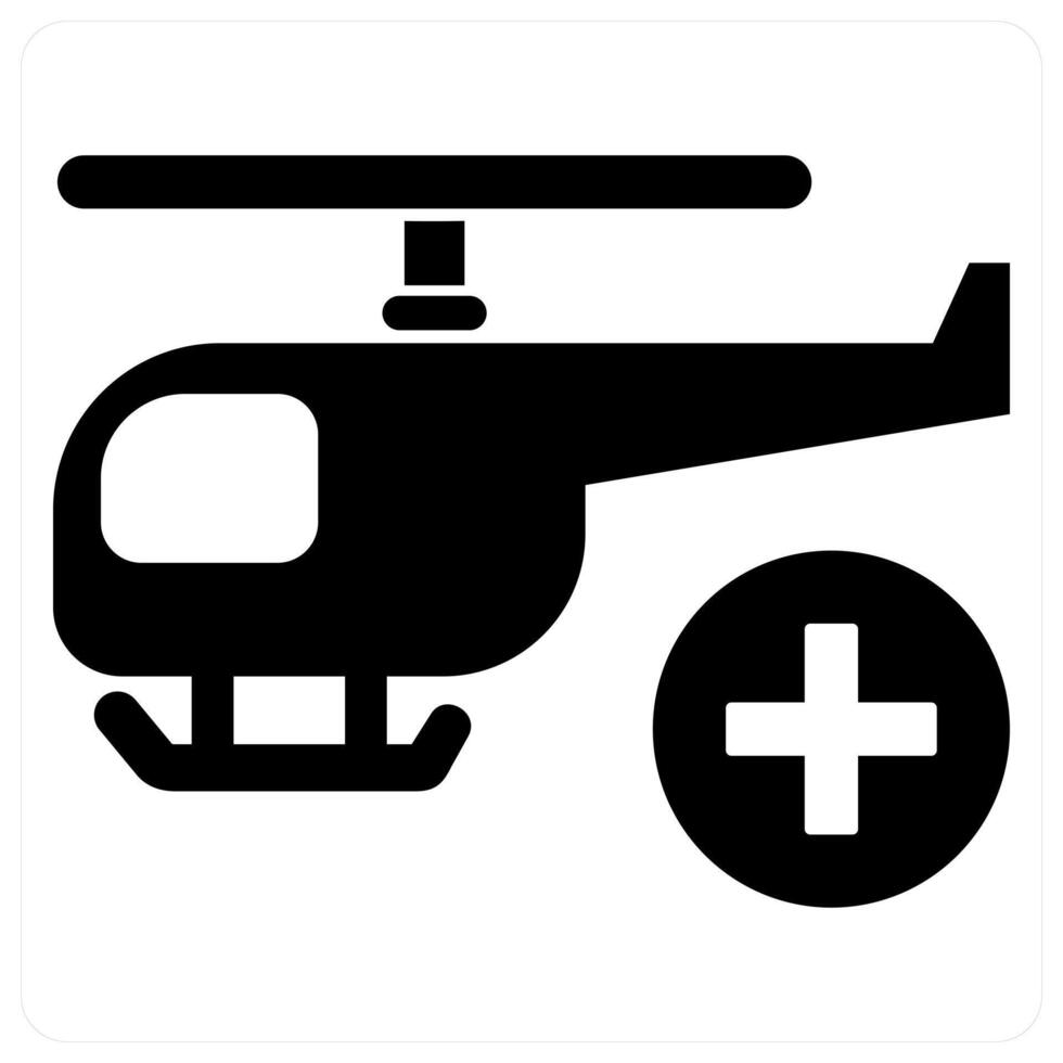 air ambulance and emergency icon concept in black color vector