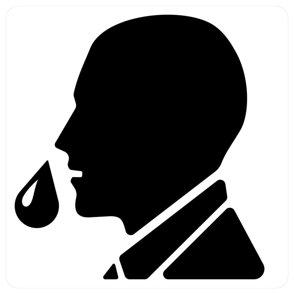 runny nose and disease icon concept in black color vector