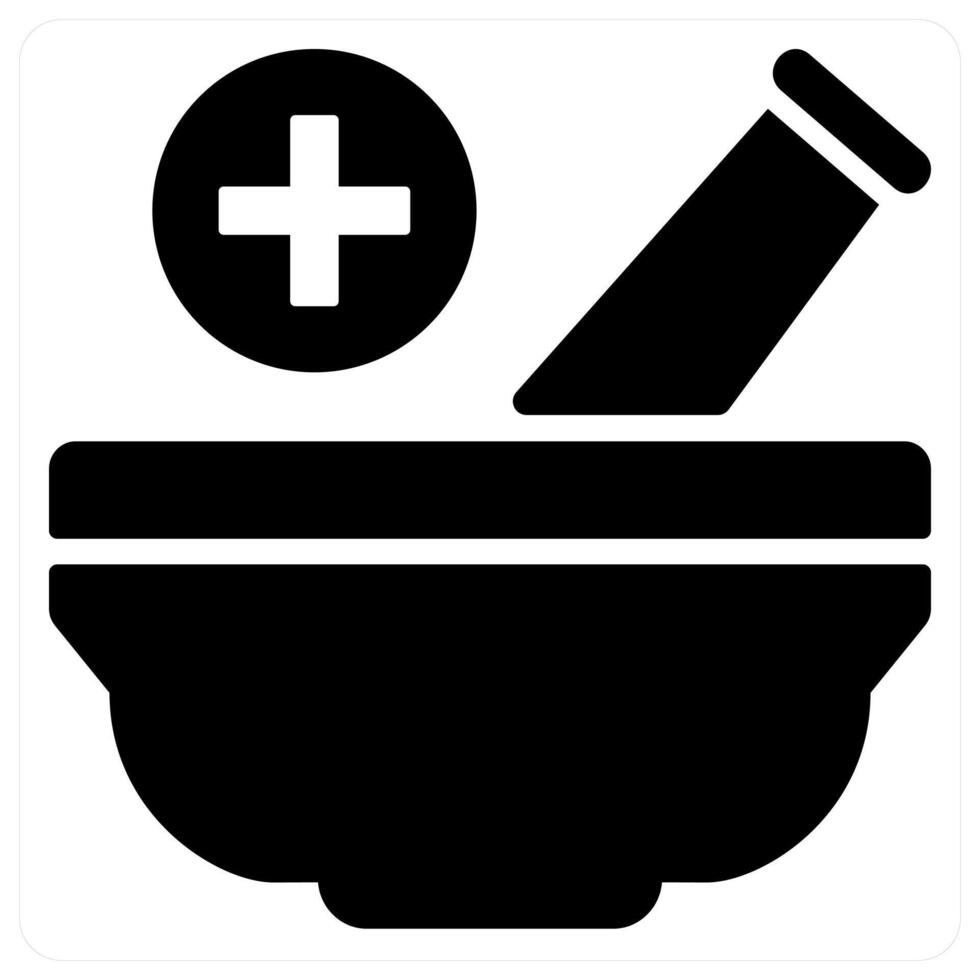 mortar and pestle and icon concept in black color vector