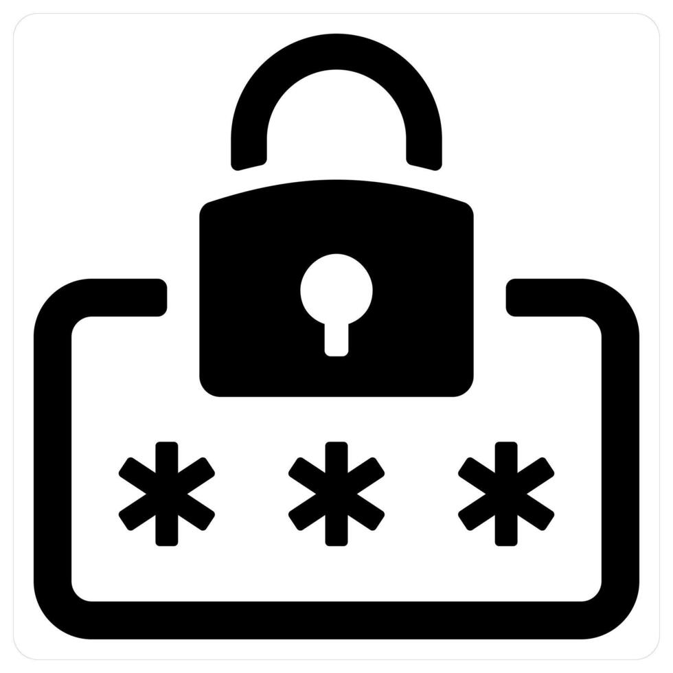 Password and safety icon concept in black color vector