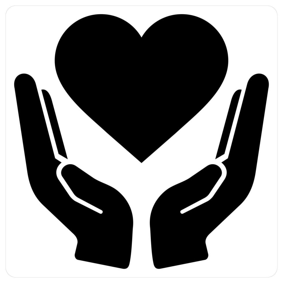 Heart care icon concept in black color vector