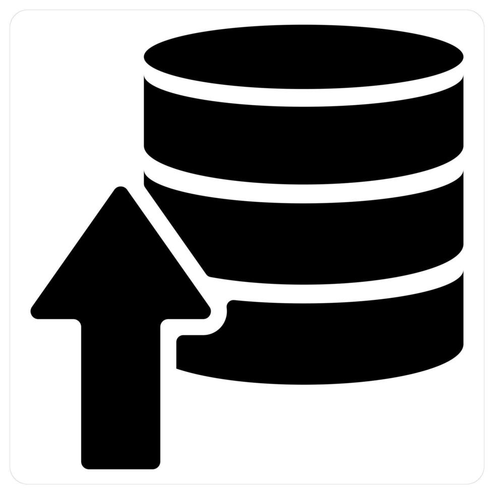 Database upload icon concept in black color vector
