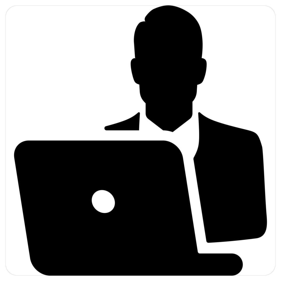 Busy man icon concept in black color vector