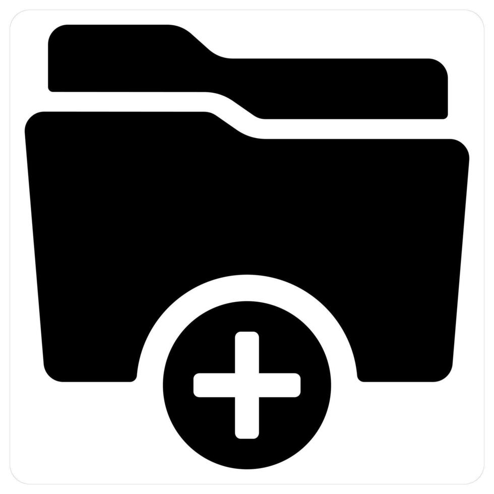 Add Folder and folder icon concept in black color vector