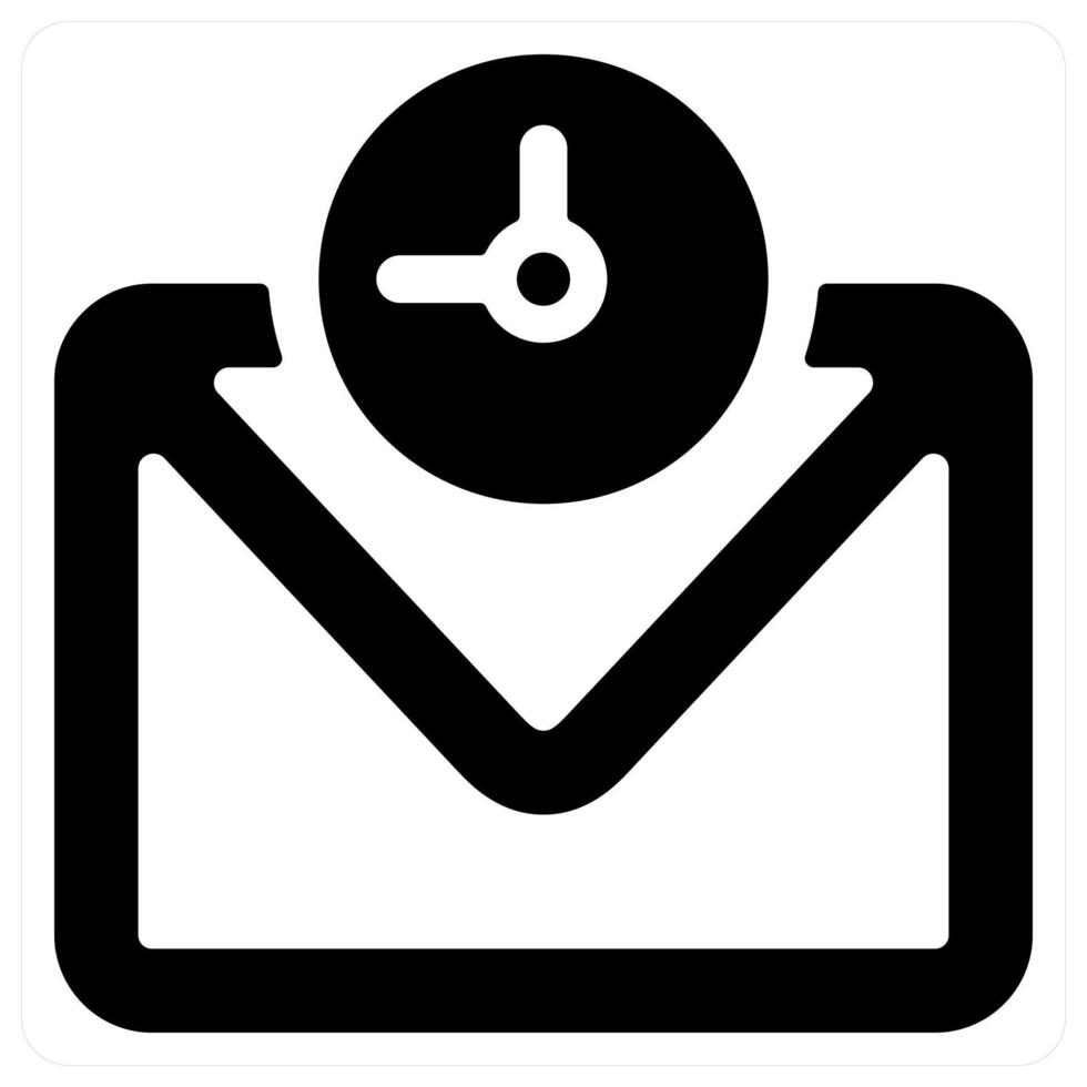 Mail On Time icon concept in black color vector