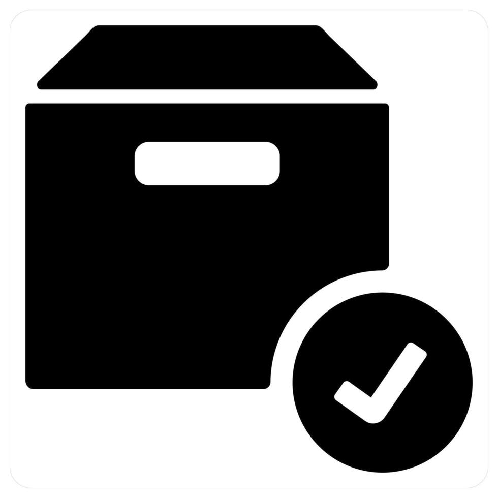 Vertified box icon concept in black color vector
