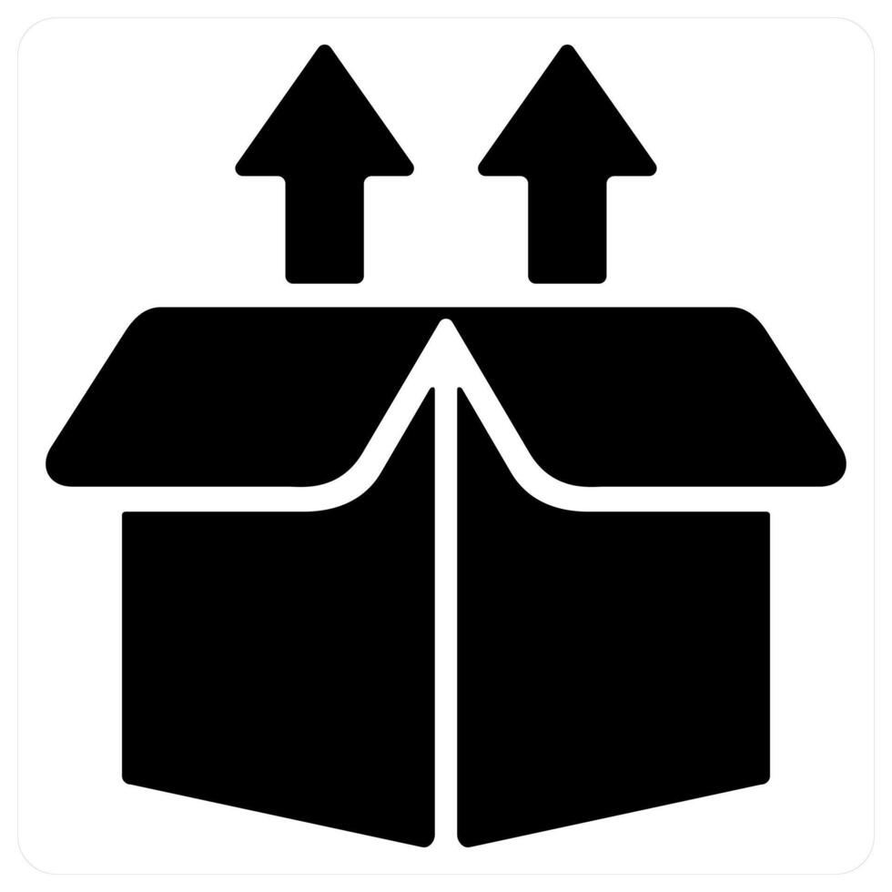 Upload box icon in black color vector