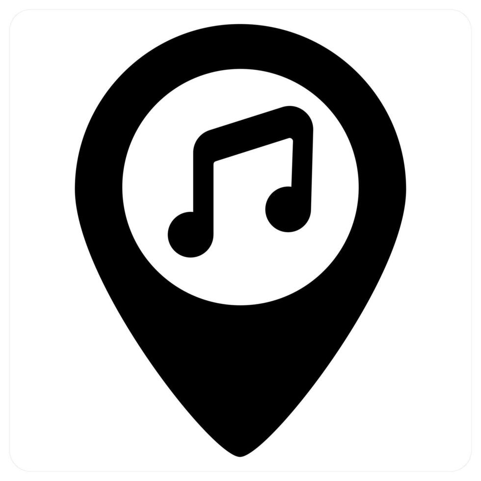 music location and location icon concept in black color vector