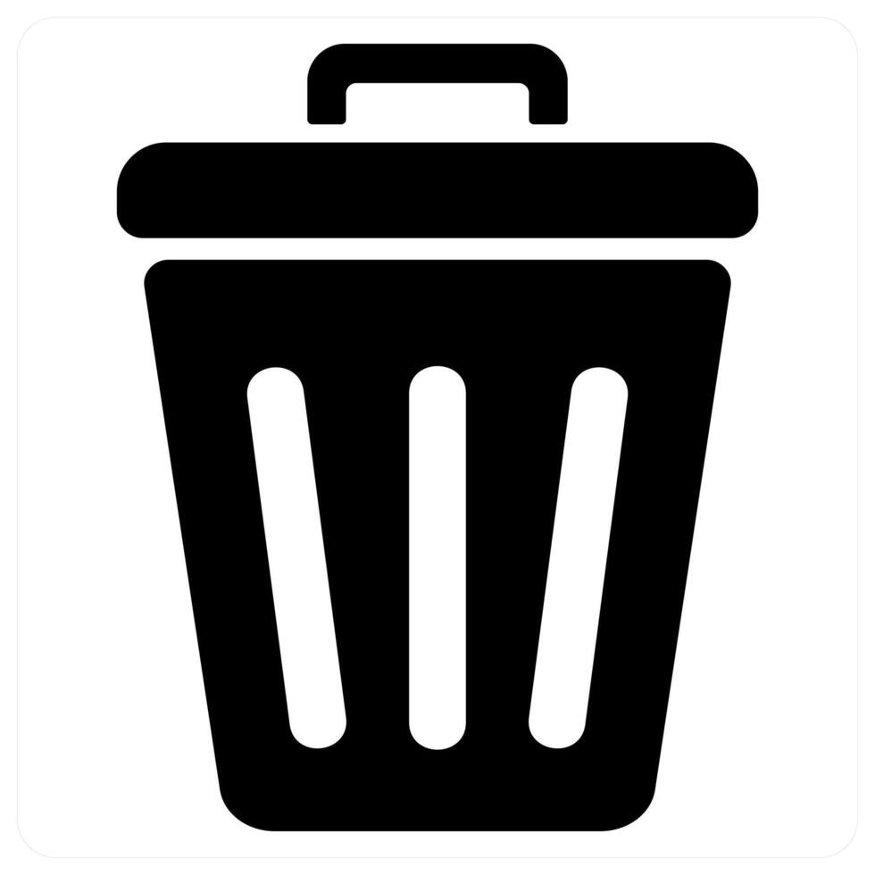 Dustbin icon concept in black color vector