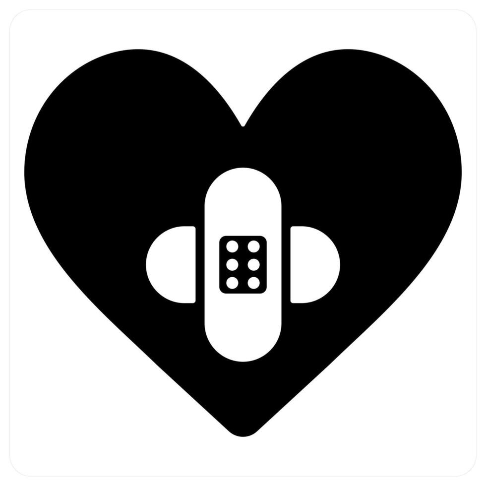 heart care and care icon concept in black color vector