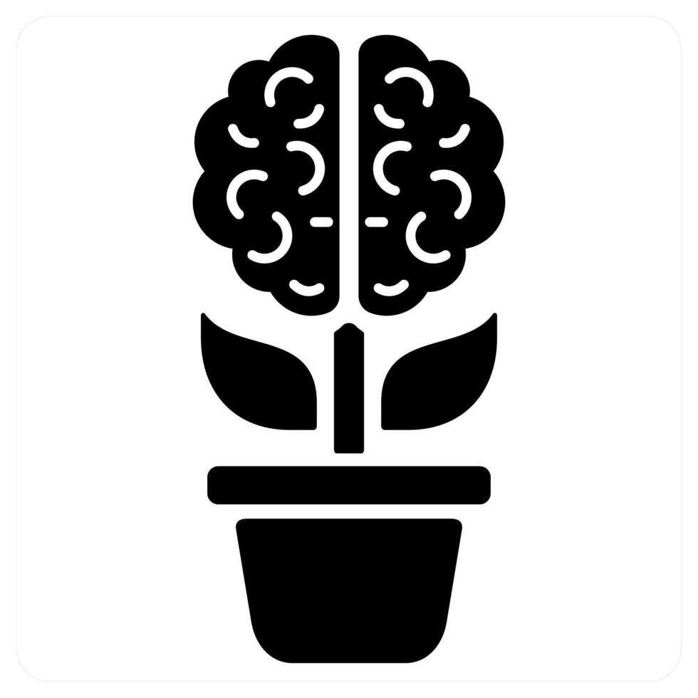 Brain and mind icon concept in black color vector