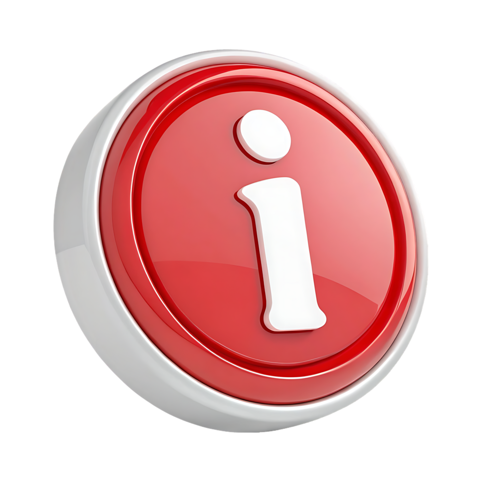 Red 3D info button, help, support, faq png