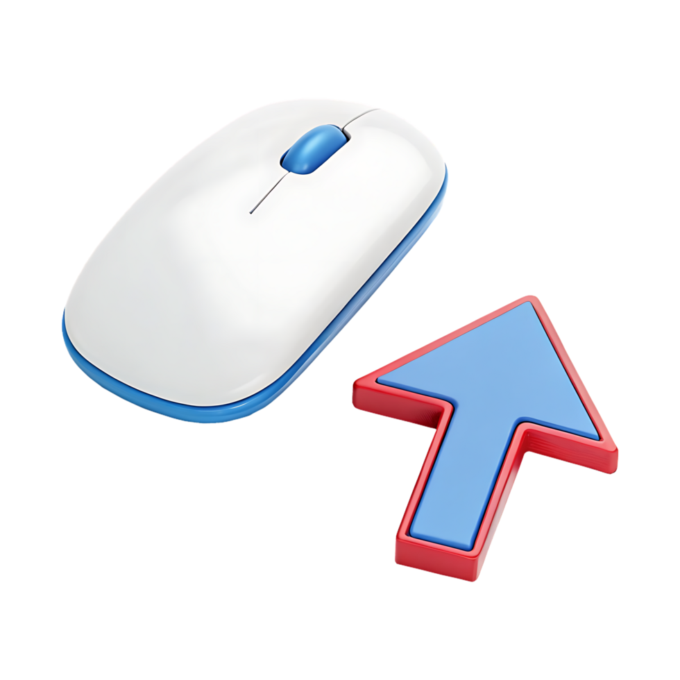 Computer mouse and cursor arrow. Click here concept. png