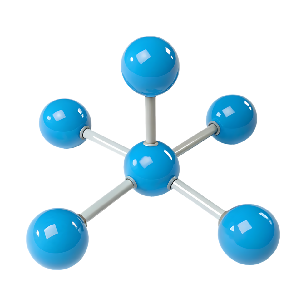 3D model of a molecule. Science, chemistry, research. png