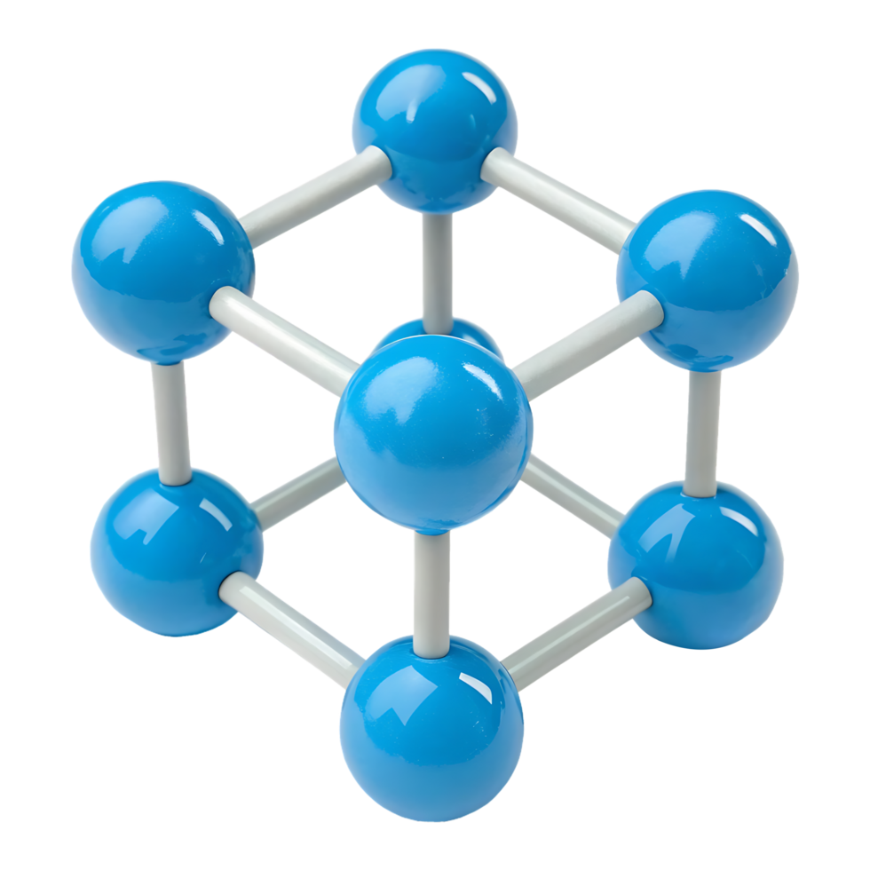 3D model of a simple cubic crystal lattice structure. png