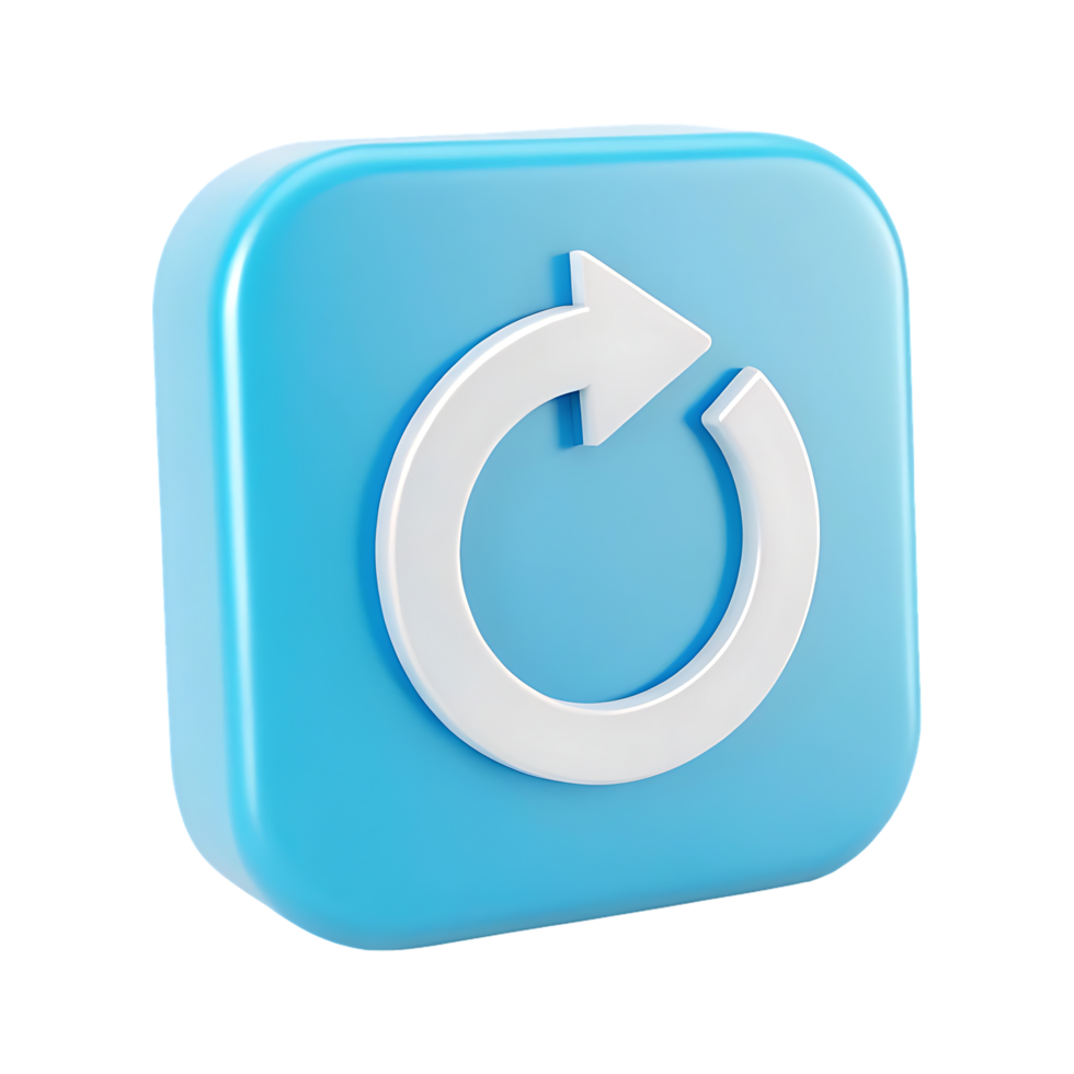3D render of a blue refresh button. png