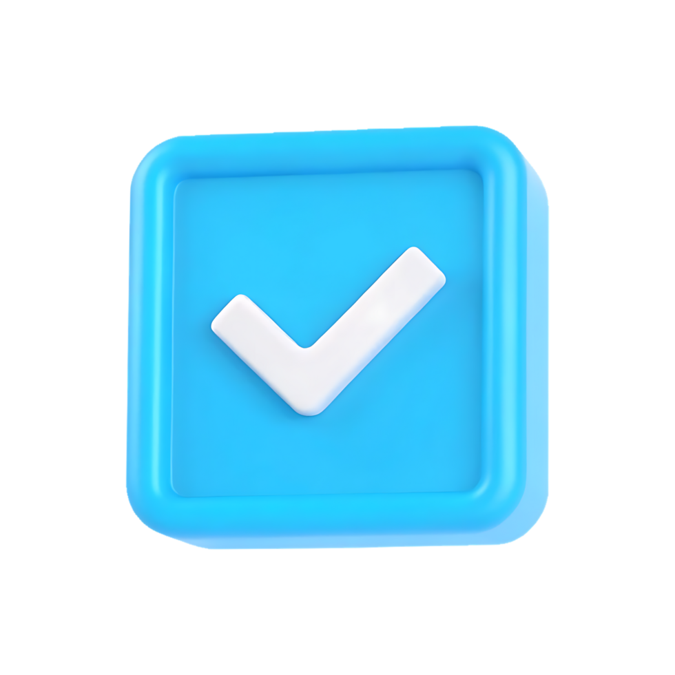 3D render of a blue checkmark button. png