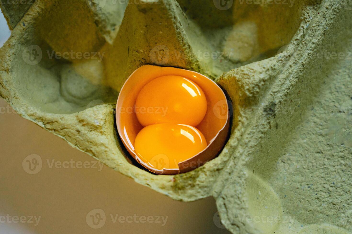 Double egg yolk in an egg, kitchen photo