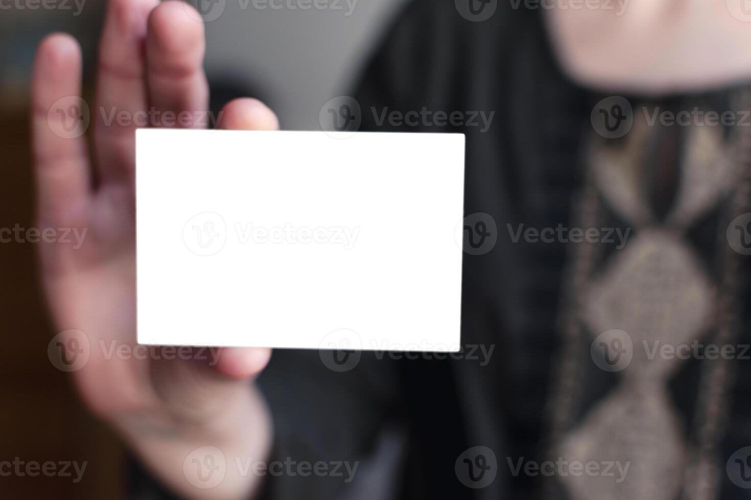 Horizontal business card mockup for advertising, marketing and creative design, white photo