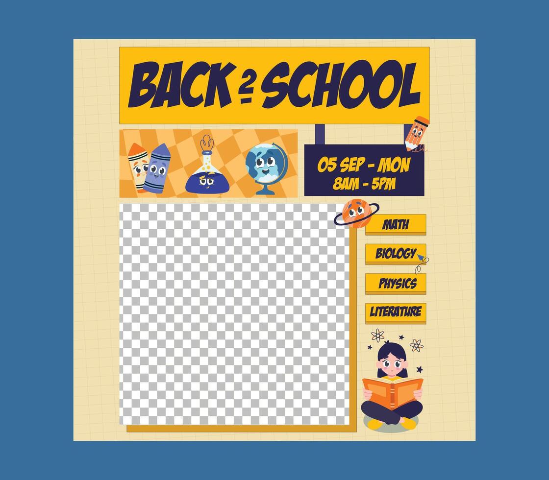Back To School Socials Media. Banner design vector