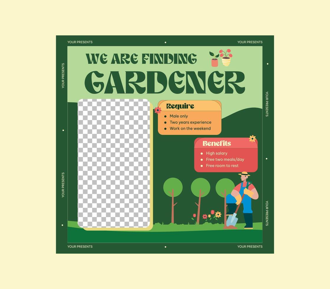 We Are Finding Gardener Socials Media. vector
