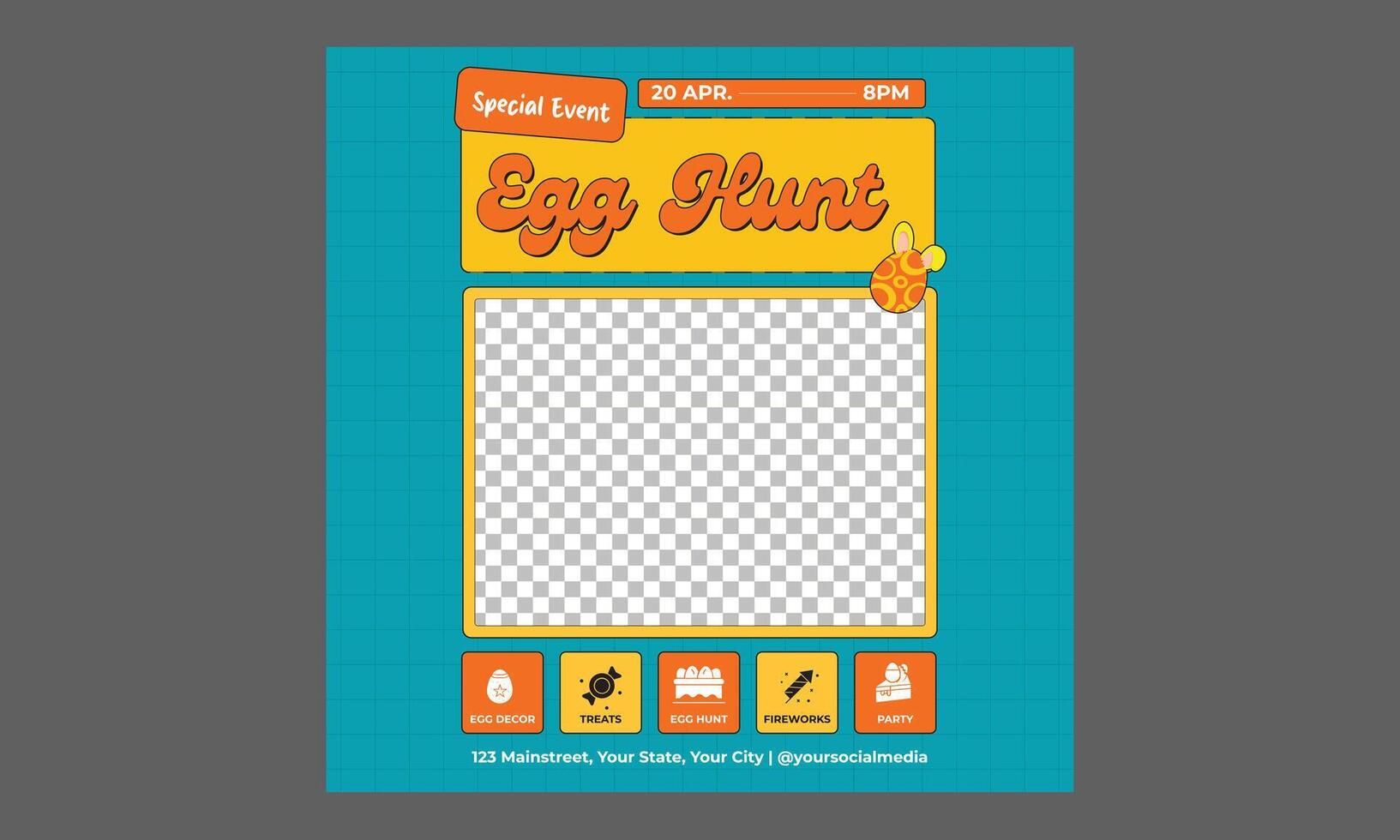 Easter Day Socials Media. Easter horizontal banners with colorful ornate eggs, flowers and confetti. vector