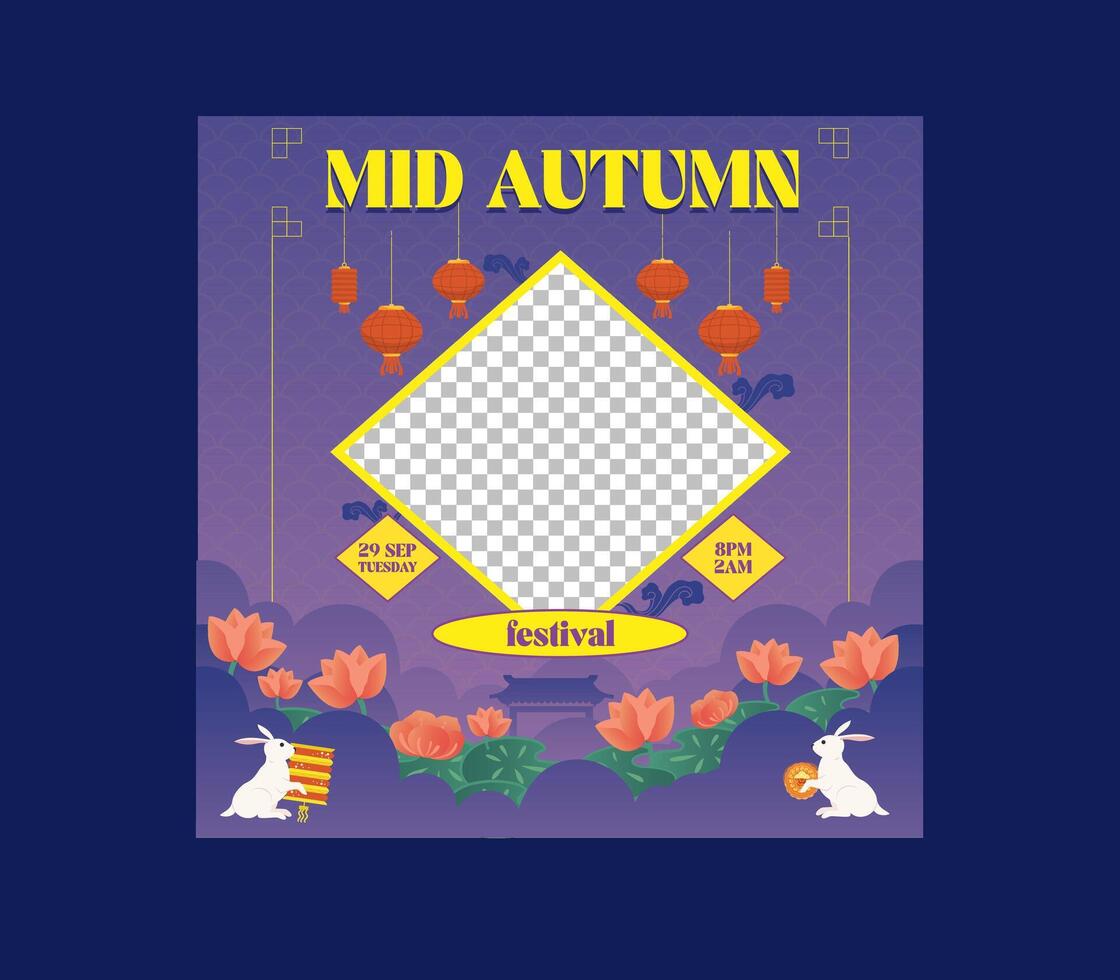 Mid Autumn Festival Socials Media. illustration design vector