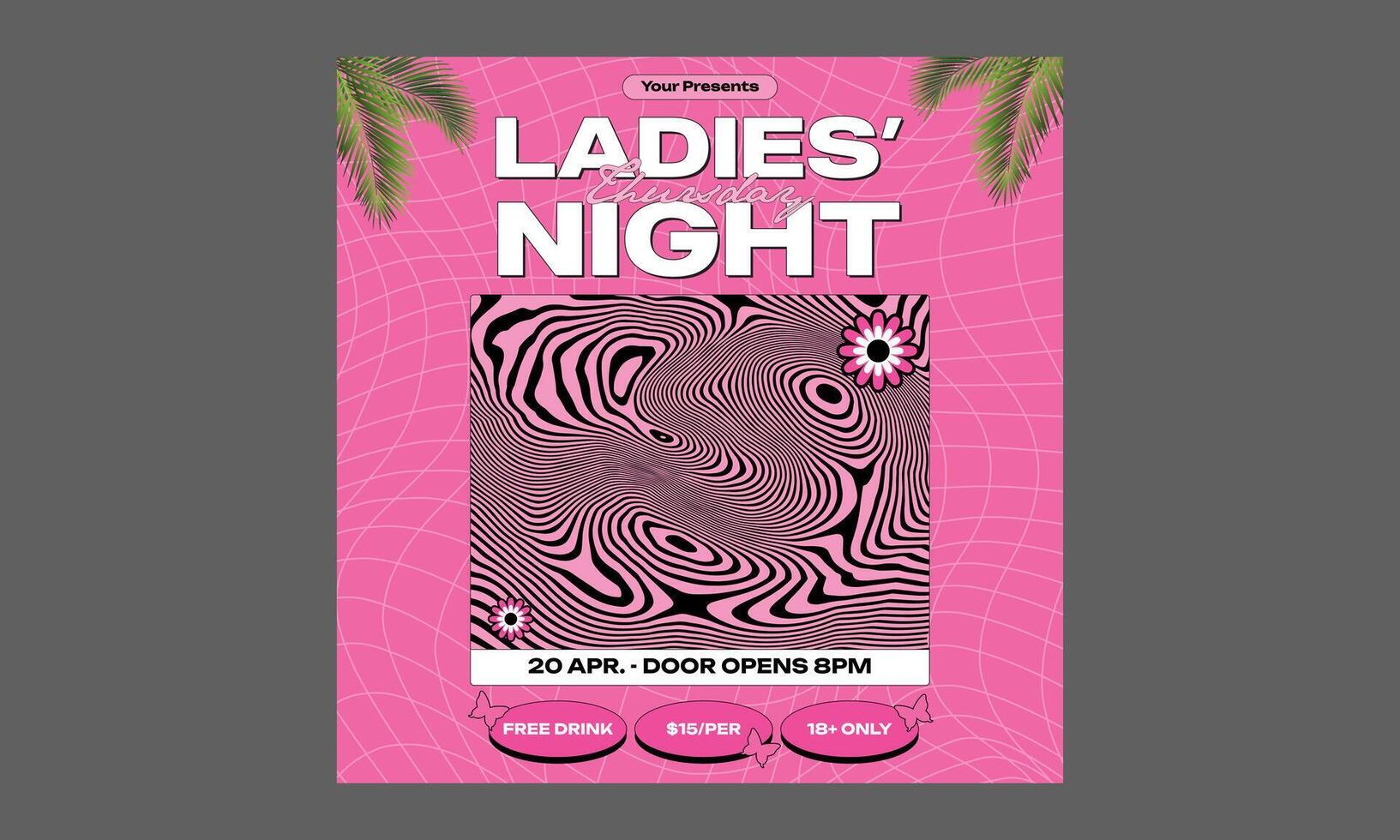 Lady Night Socials Media vector